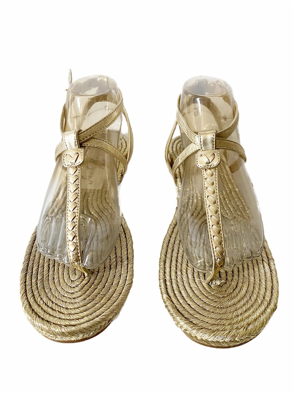 Jack Roger’s Metallic Evie Rope Braided Sole Thong Sandal Bohemian Gold Strappy